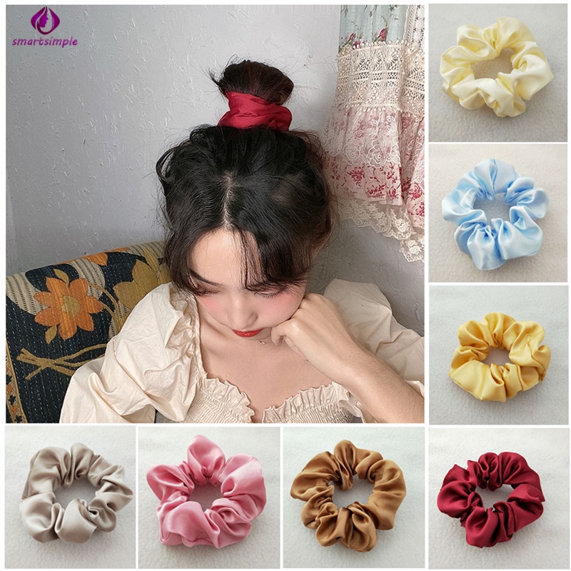 Dây cột tóc đàn hồi màu đơn sắc xinh xắn