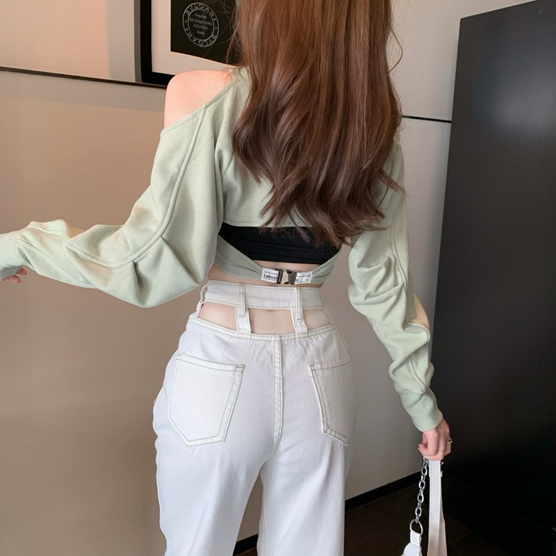 [Mã WAMT1505 giảm 10K đơn 0K] (ORDER) Áo nỉ croptop+ quần cạp cao ống suông | BigBuy360 - bigbuy360.vn
