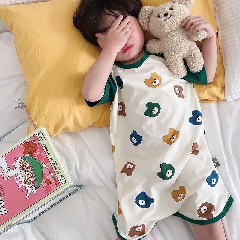 Đồ Ngủ Liền Thân Bằng Cotton Phong Cách Hoạt Hình Mùa Hè Chất Lượng Cao Phong Cách Mới Cho Bé Trai Mặc Ở Nhà