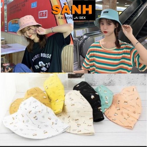 Mũ bucket vành tròn 2 mặt Nón tai bèo in shiba phong cách Hàn Quốc thời trang form unisex nam nữ BK20