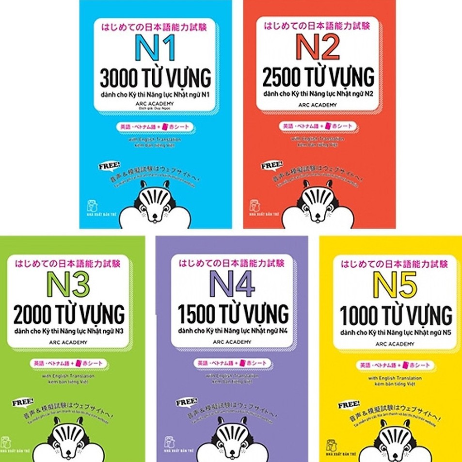 Sách - Combo Bộ 5 Cuốn Tango Từ Vựng Cần Thiết Cho Kỳ Thi Năng Lực Nhật Ngữ N1 Đến N5