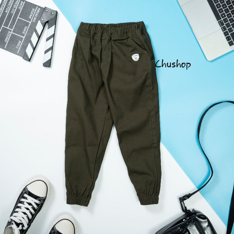 Quần Jogger Kaki Cho Bé Trai và Bé Gái Size 10-23 kg Cạp Chun Phong Cách Hàn Quốc