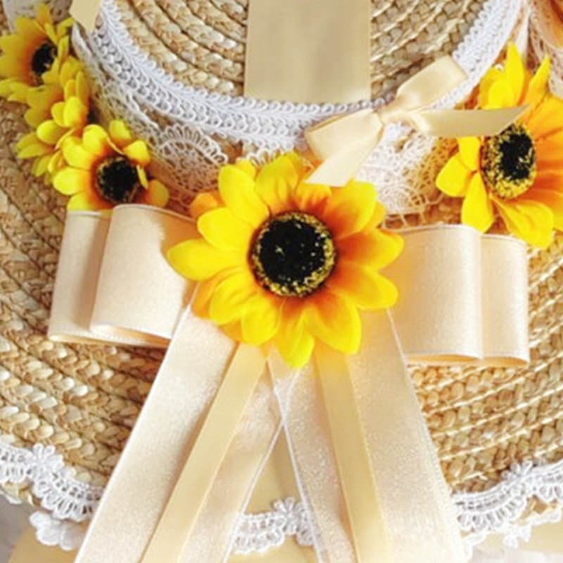 Băng Đô Cài Tóc Đính Nơ Ren Hoa Hướng Dương Phong Cách Lolita