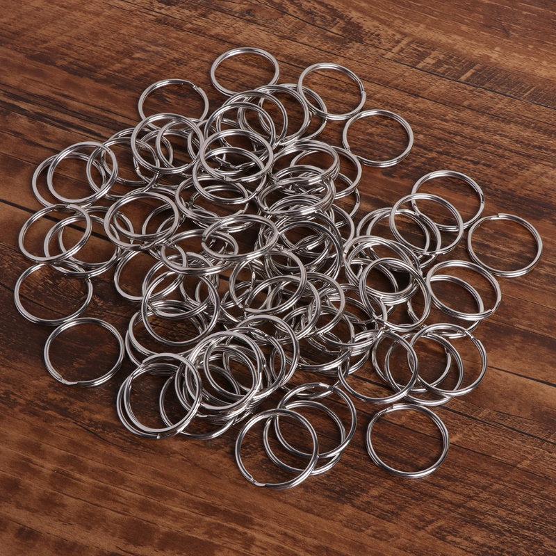 Set 100 Móc Khóa Tròn Bằng Thép Không Gỉ DIY Dễ Sử Dụng