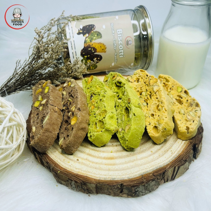 Bánh Biscotti nguyên cám mix 3 vị trà xanh vani cà phê ăn kiêng tăng cơ giảm cân, tiểu đường, eatclean TOFUDA BIS3VI250 | BigBuy360 - bigbuy360.vn