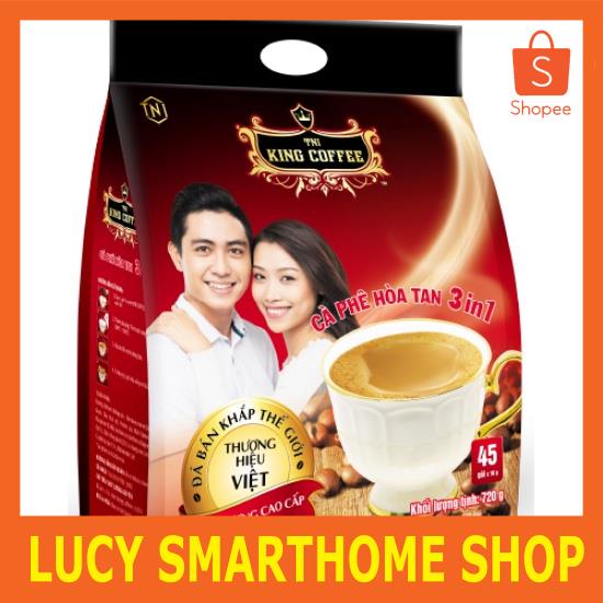 Cà Phê sữa Hòa Tan 3IN1 KING COFFEE - Túi 45 gói x 16g - Từ hạt café Arabica và Robusta