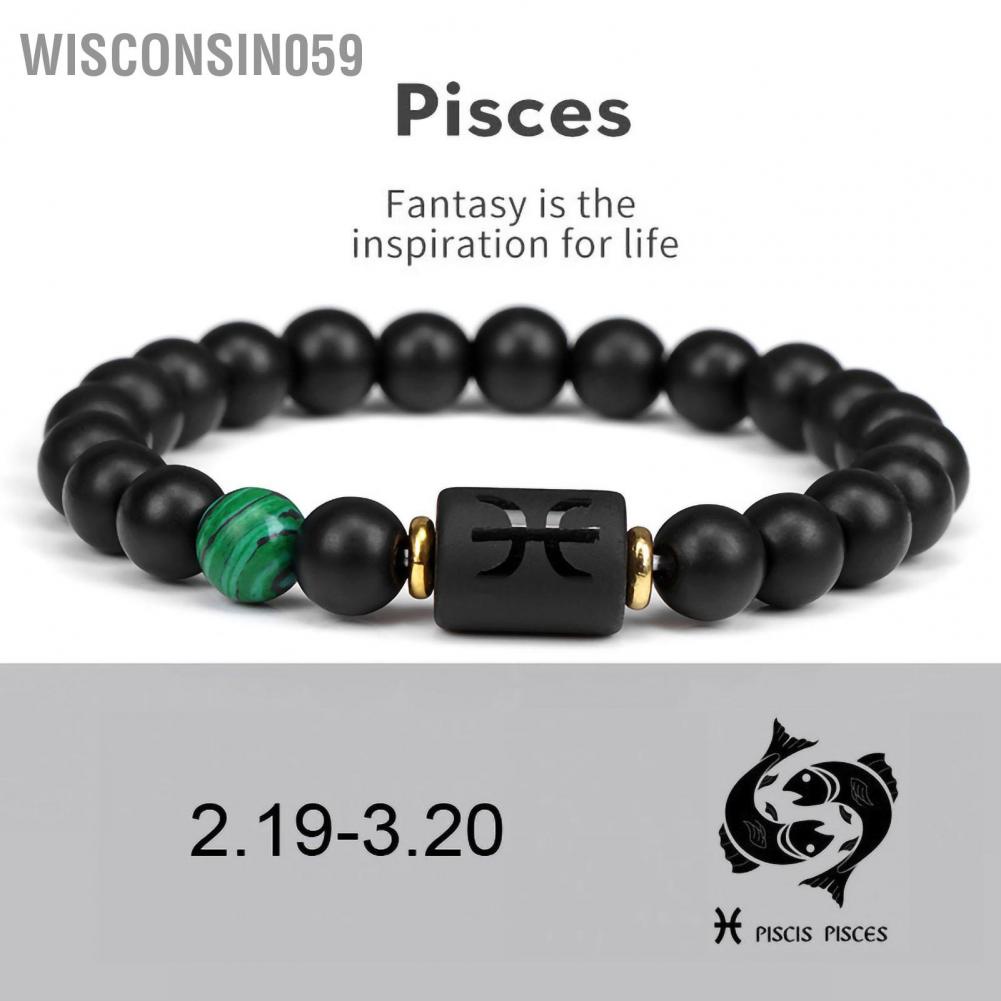 Wisconsin059 Wisconsin059 Vòng tay căng hạt màu đen Dây đàn hồi Good Luck Trang sức cho nam giới và phụ nữ