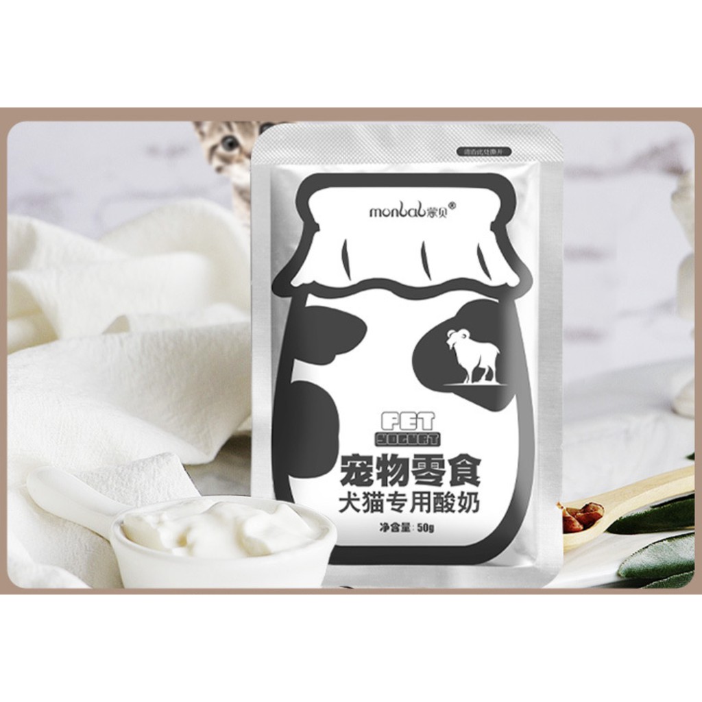 Sữa chua tiêu hoá dành cho chó mèo, đồ ăn vặt cho mèo, cho chó gói 50gram