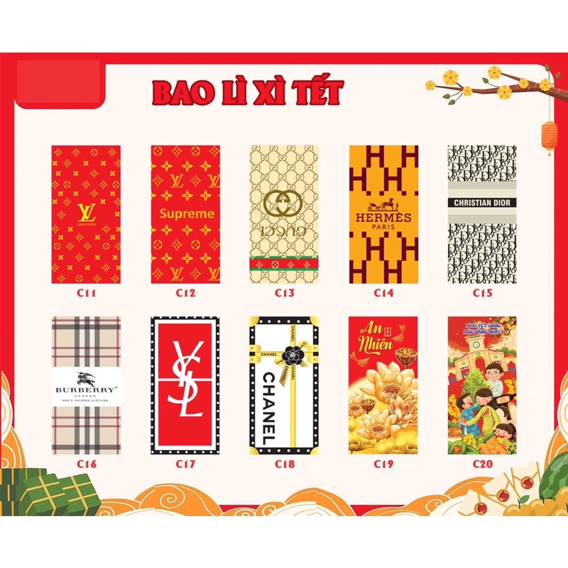 10 lì xì tết 2023 kèm túi