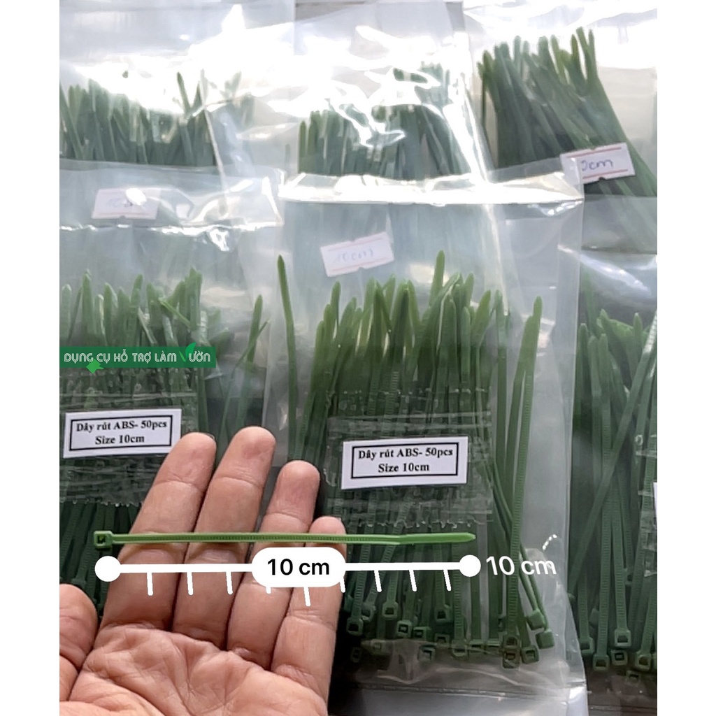 Dây rút nhựa dẻo 10cm gói 50 sợi màu xanh lá chuyên dùng cột đồ dùng trong nhà