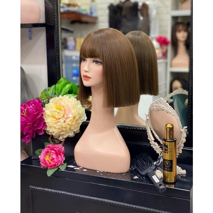 Tóc nguyên đầu nữ siêu da 3D siêu thật duỗi thẳng siêu đẹp 35cm