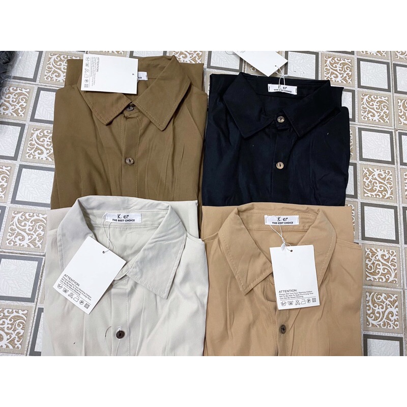 Váy sơ mi dáng chữ A kaki thô chun sau - Váy sơ mi công sở dáng A chất kaki thô