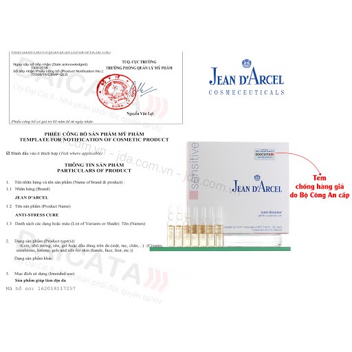 [HÀNG NHẬP KHẨU] Huyết Thanh Giúp Giảm Đỏ Da và Giảm Giãn Tĩnh Mạch Jean D'Arcel Anti-stress Cure