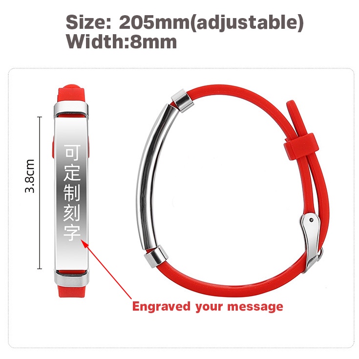 Vòng Tay Cao Su Silicone Phối Thép Không Gỉ Khắc Chữ ECGIFT BR033 Nhiều Màu Tùy Chọn Thích Hợp Làm Quà Sinh Nhật Cho Bé Trai / Gái