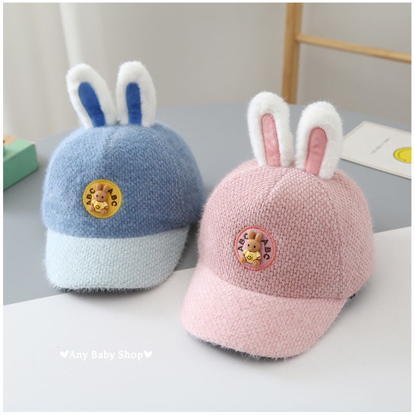Nón mũ lưỡi trai trẻ em lông xù cực mịn tai thỏ cho bé trai và bé gái nhiều màu xinh yêu ❣❣