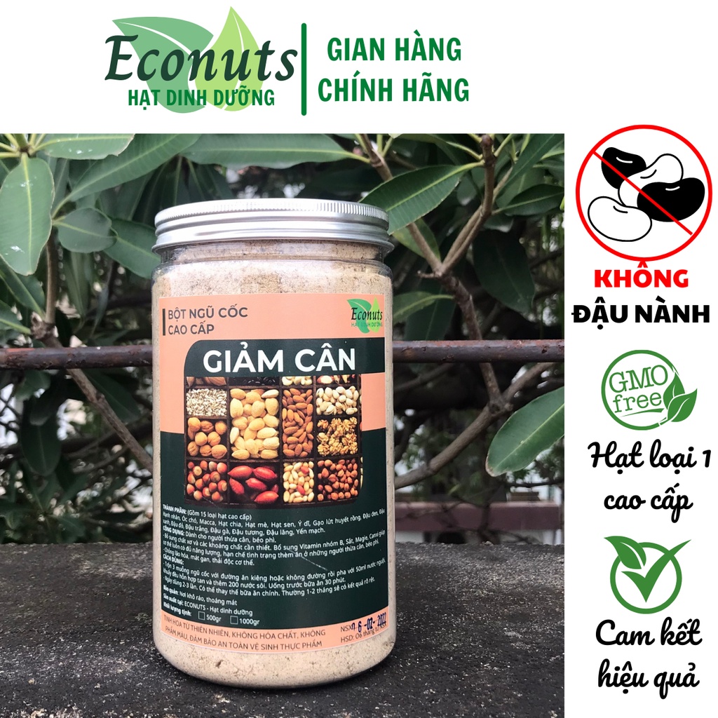 Ngũ cốc giảm cân không đậu nành ECONUTS, bột ngũ cốc ăn sáng 15 loại hạt dinh dưỡng 100% hữu cơ