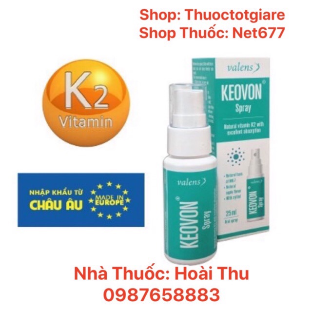 [ Kèm quà Tặng] Keovon Spray Vitamin K2(MK7 tự nhiên) Dạng xịt- Hấp thụ canxi, tăng chiều cao cho trẻ