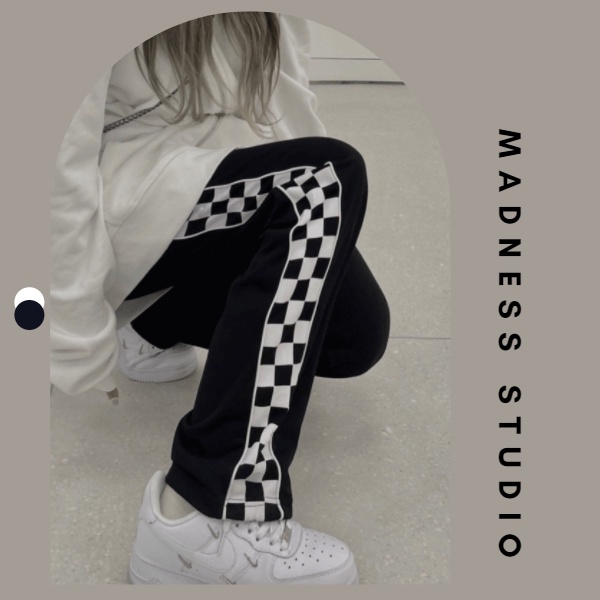 Q2160 Quần sọc caro Nam Nữ Kẻ Caro Ống Suông Unisex - Kiểu quần ống rộng suông MADNESS STUDIO