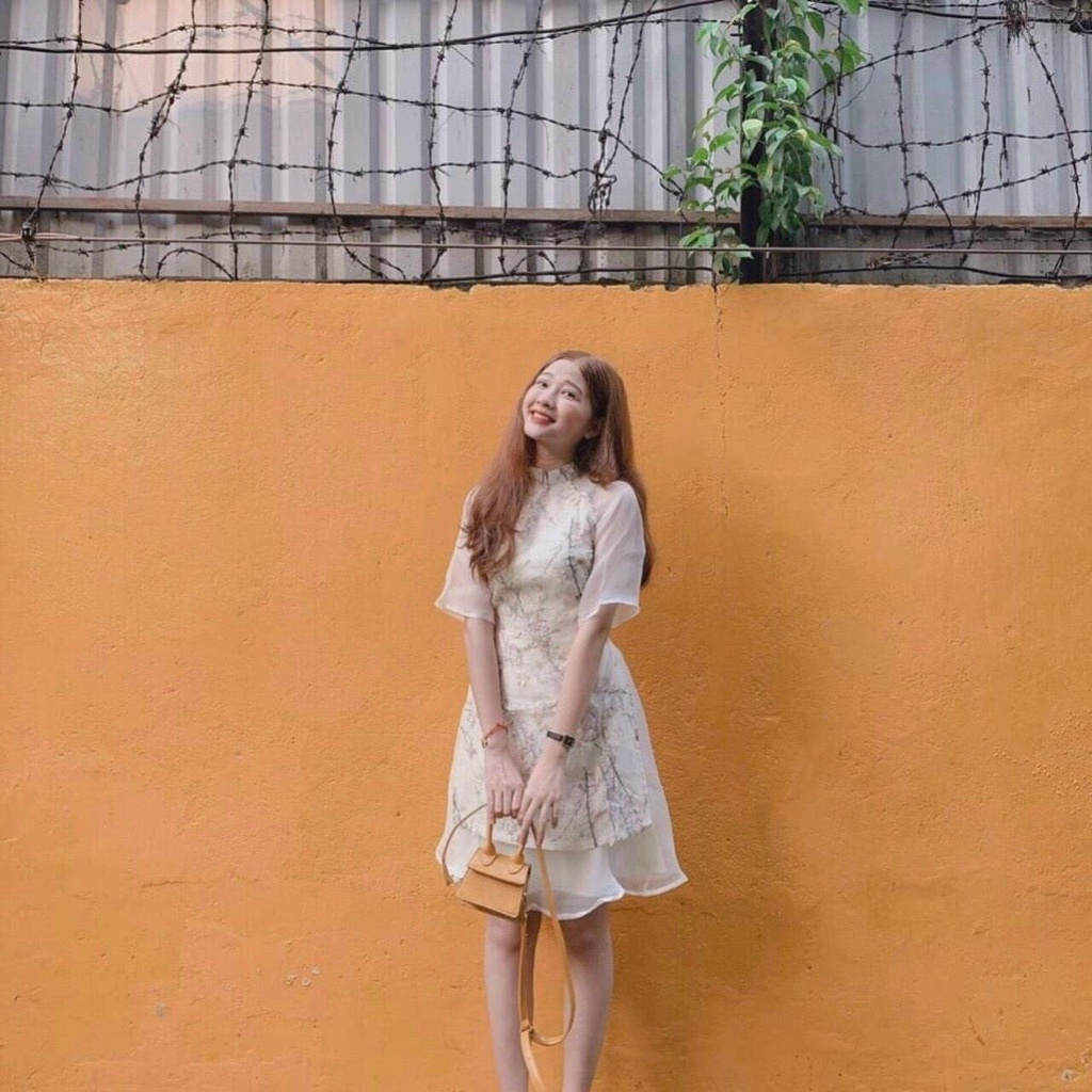 Sét Áo Dài Hoa Nổi Cách Tân + Chân Váy - YUME Y0099