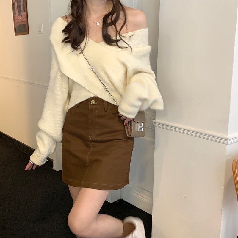 Áo Len Hở Vai Croptop Nhiều Màu Siêu Hot Hit-SẴN