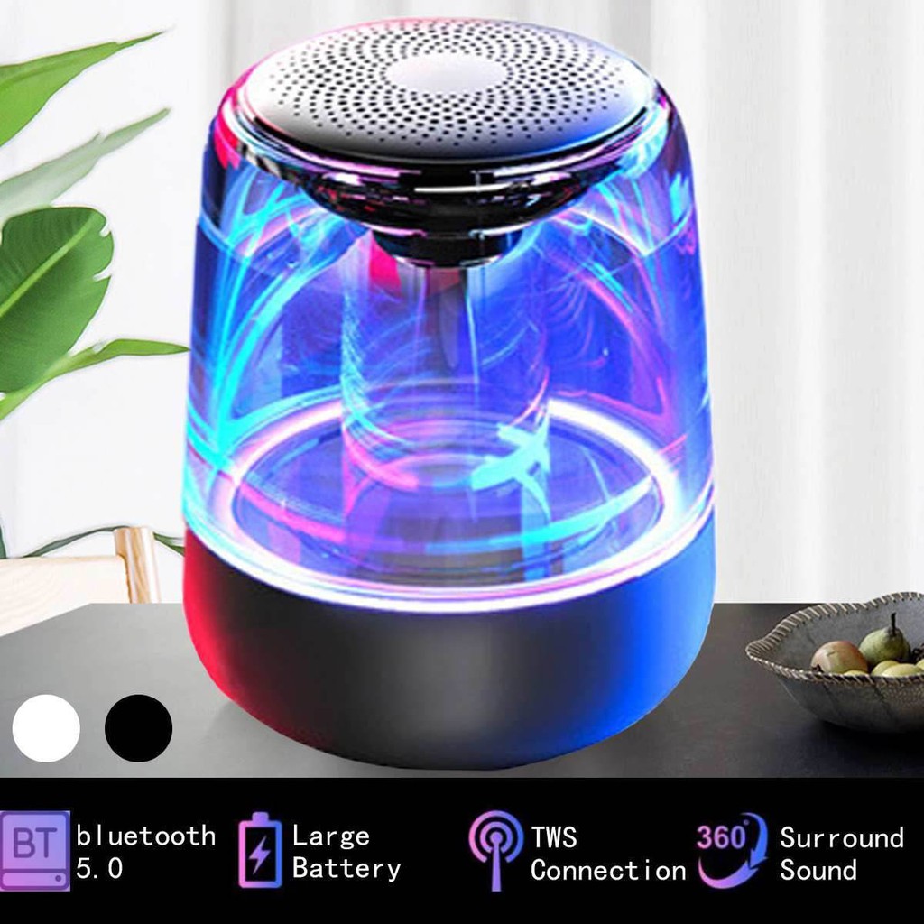 Loa bluetooth mini Yayusi C7 1000 mAh trong suốt led 7 màu supper bass loa trên dưới âm thanh vòm 6D