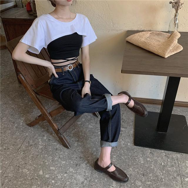 Bộ Áo Thun Ngắn Tay Ôm Dáng + Quần Short Lưng Cao Phong Cách Hàn Quốc Dành Cho Nữ