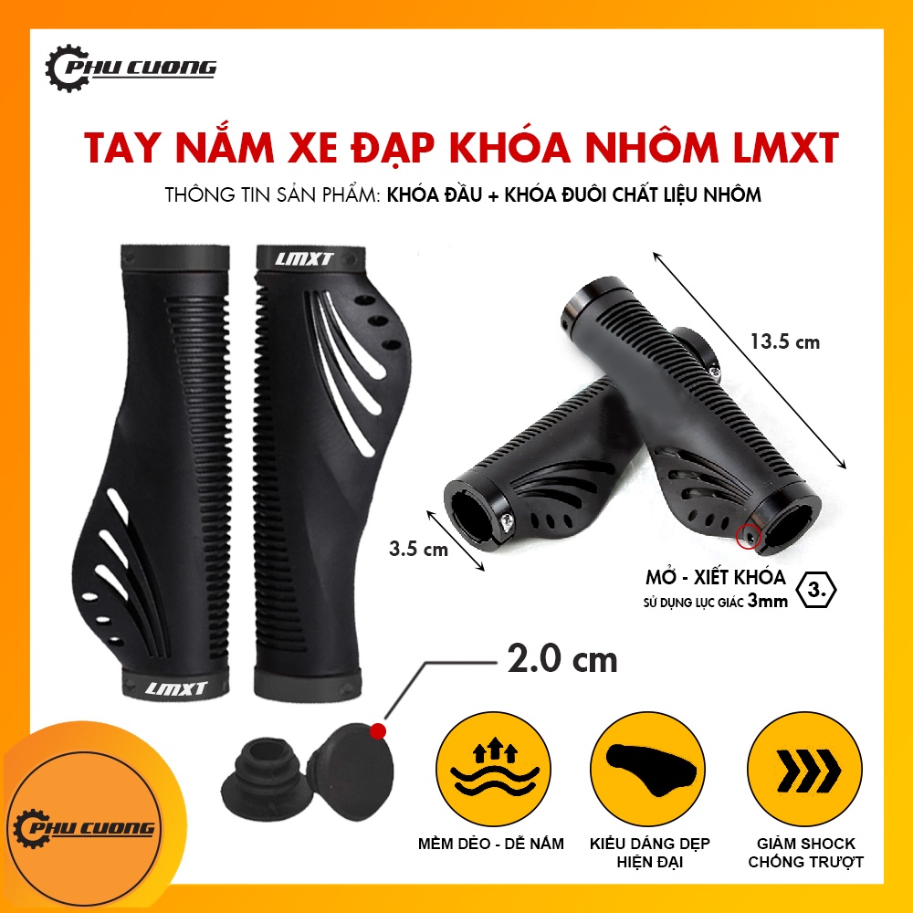 Tay Nắm Xe Đạp Leo Núi 2 Khóa Chất Liệu Nhôm - Giảm Sốc &amp; Chống Trượt Hiệu Quả
