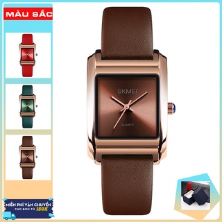 Đồng hồ nữ dây da Skmei1432 mặt vuông sang trọng (TẶNG BOX VÀ PIN)