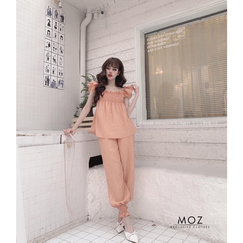 SET ÁO NHÚN PHỐI BÈO + QUẦN BO CHUN HÀNG NHẬP Ꮯɦấȶ Ꮮɨệʊ: đũi xốp. Size dưới 54kg vừa. KÈm hình chụp thật
