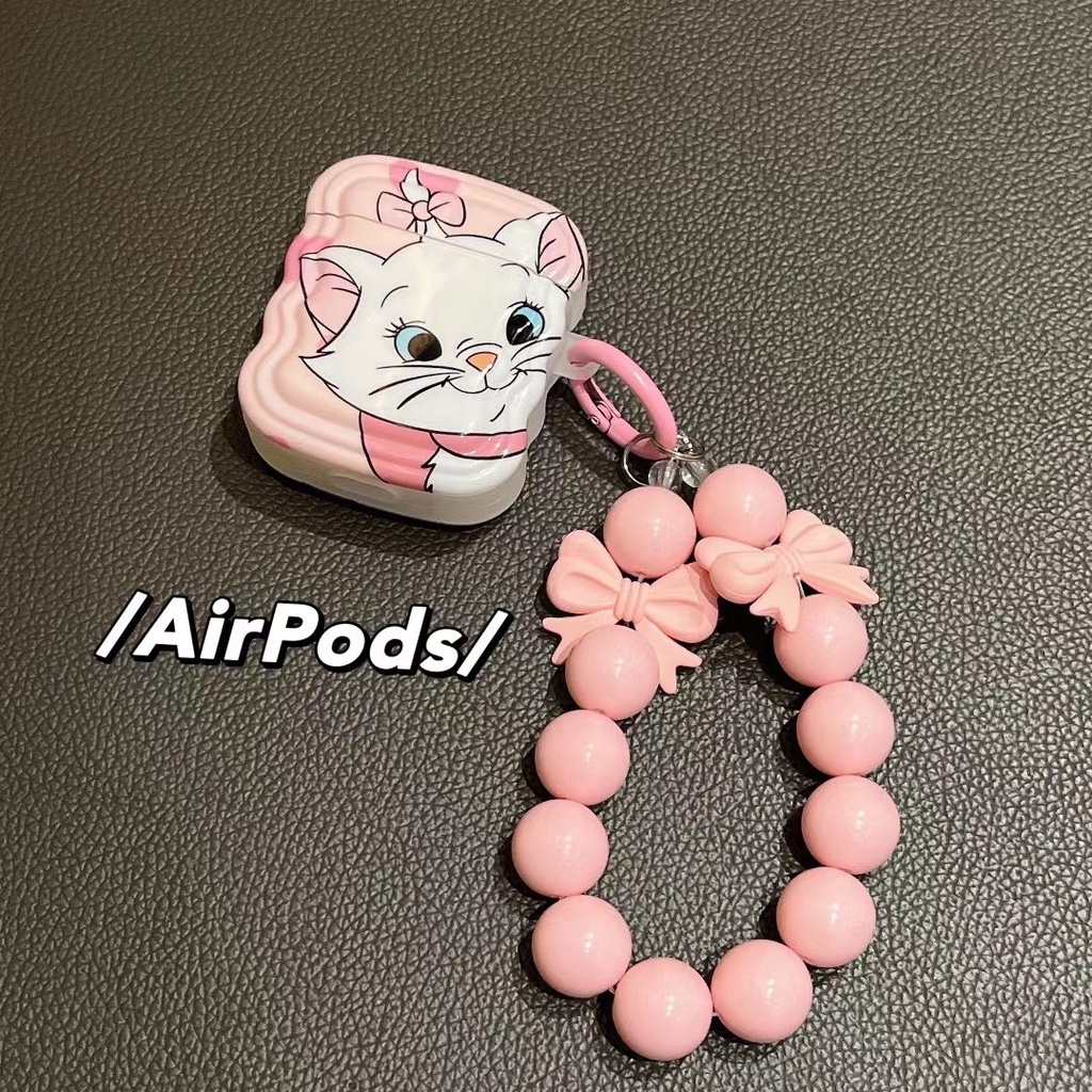 Vỏ Bảo Vệ Hộp Sạc Tai Nghe Bluetooth airpods 1 2 3 pro Bằng tpu Mềm Hình Mèo Hồng Gắn Móc Khóa