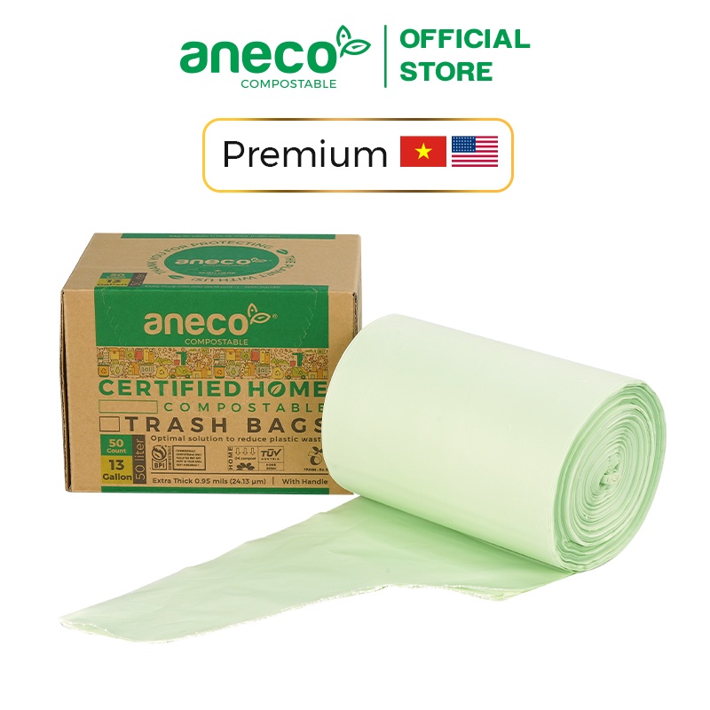 [Tự phân hủy 100%] Hộp túi rác cuộn ANECO 49.2 lít - Phân hủy sinh học hoàn toàn - Bảo vệ môi trường