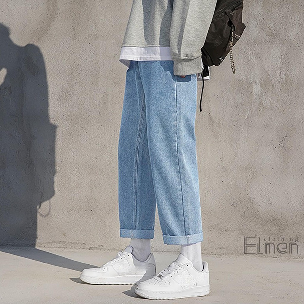 Quần Jean Nam Baggy Ống Rộng, Đứng HotTrend JQ035 Xanh Trơn | BigBuy360 - bigbuy360.vn