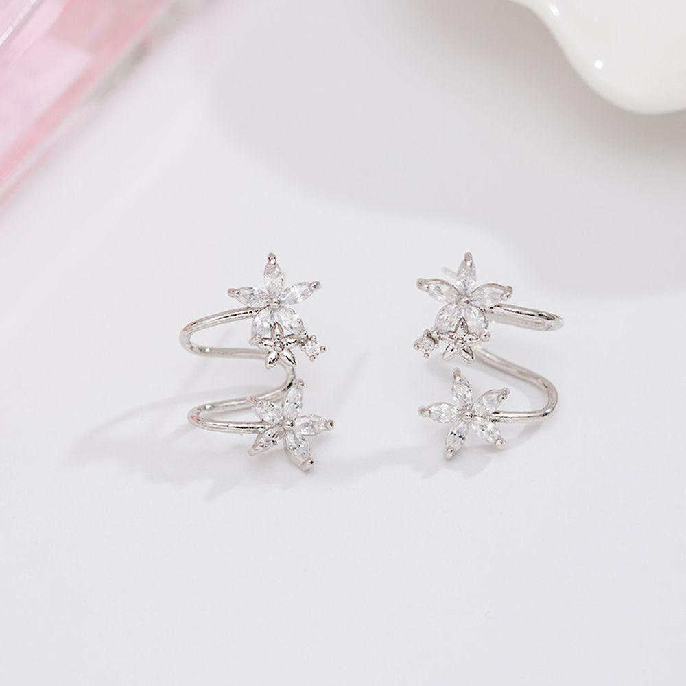 Bông Tai Mạ Bạc 925 Họa Tiết Hoa Xinh Xắn Dành Cho Nữ|Khuyên Tai Nữ Trang Tạo Hình Độc Đáo