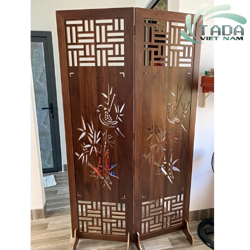 Vách ngăn phòng bình phong hoạ tiết cây trúc CNC bằng chất liệu gỗ MDF thương hiệu TADA