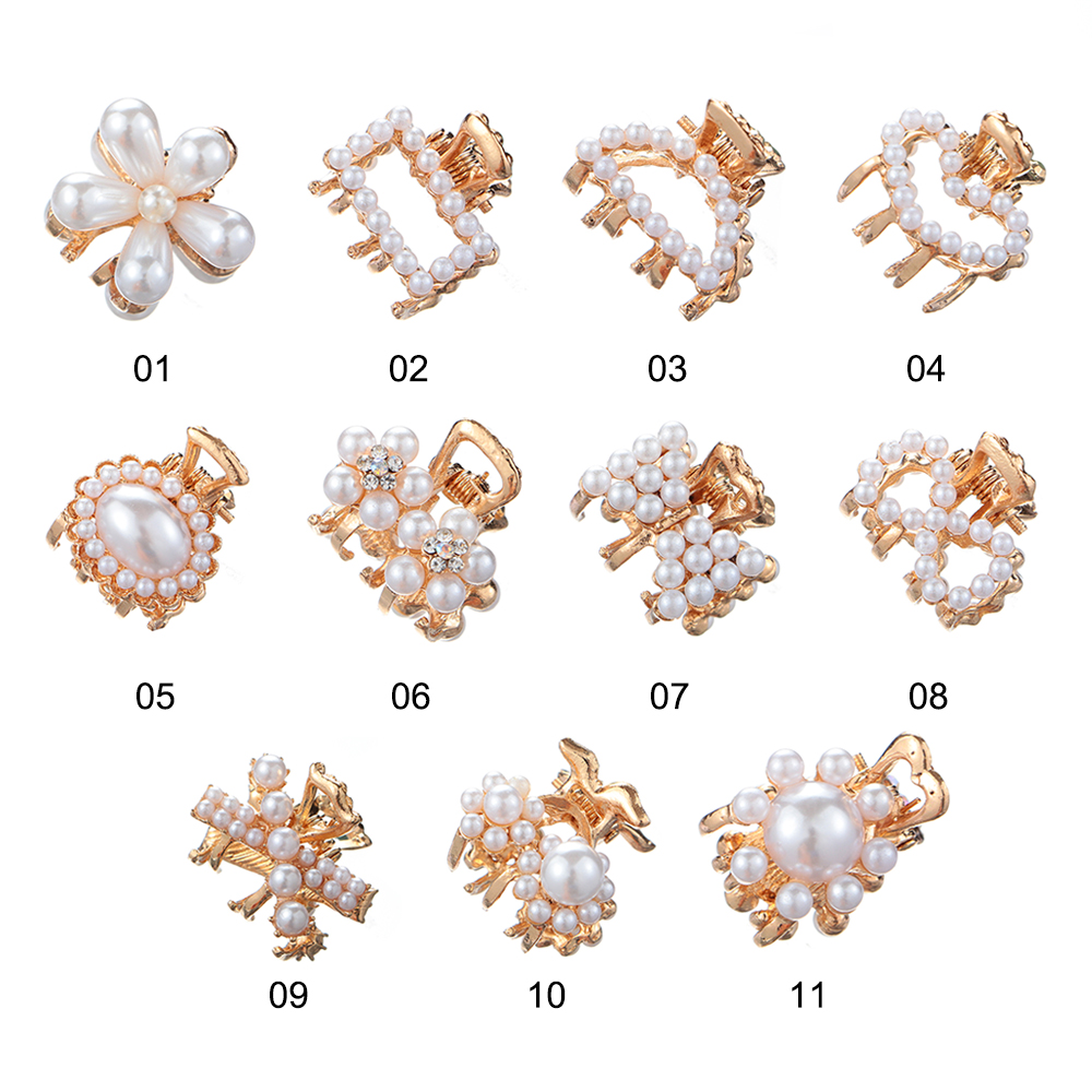 Kẹp Tóc Càng Cua Mini Đính Ngọc Trai Nhân Tạo Cho Nữ