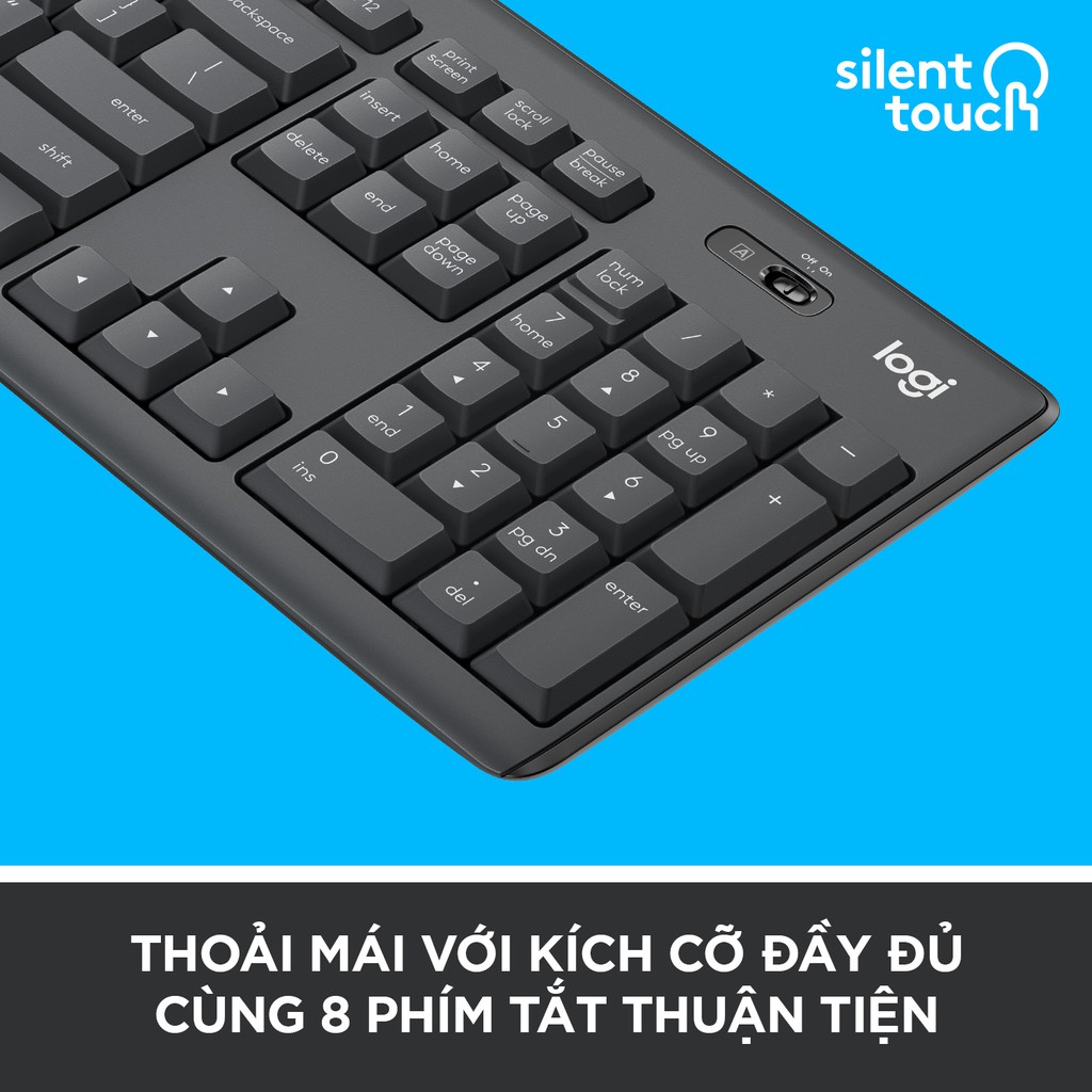 Bộ bàn phím chuột Logitech MK295 Không Dây Silent