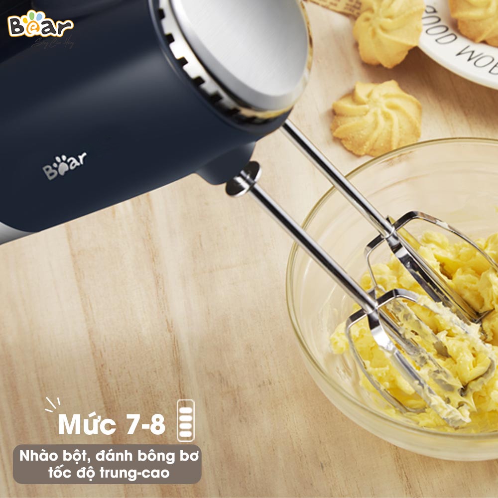 Máy Đánh Trứng Mini, Máy Đánh Kem, Trộn Bột Bear HM-B01V1, Đánh Kem Trứng, Trộn Bột Đa Năng, Bảo Hành 18 Tháng