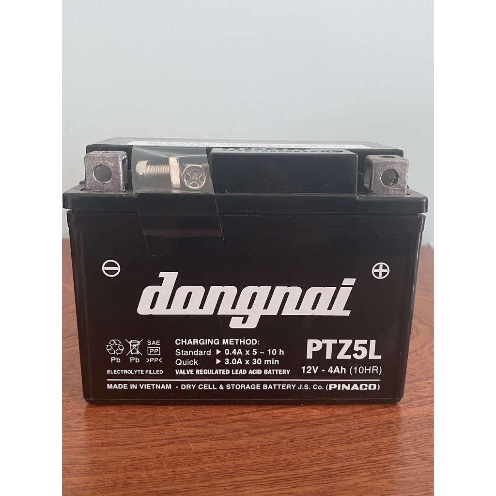 Ắc Quy khô 12V - 4Ah dùng Xe Máy HONDA BH 12 Tháng Wave RS, Future NEO, Click, Air Blade thương hiệu PINACO. PTZ5L