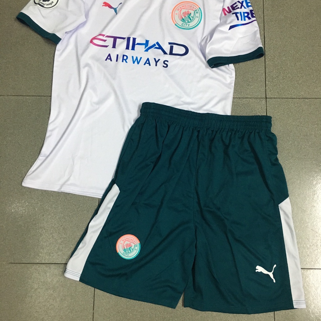 Bộ quần áo đá banh CLB Man City trắng DK FLG 2022