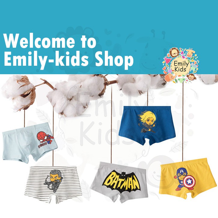 Bộ 5 Quần Lót Boxer Bằng Cotton Kháng Khuẩn Thoải Mái In Họa Tiết Hoạt Hình Cho Bé Trai 3-12 Tuổi