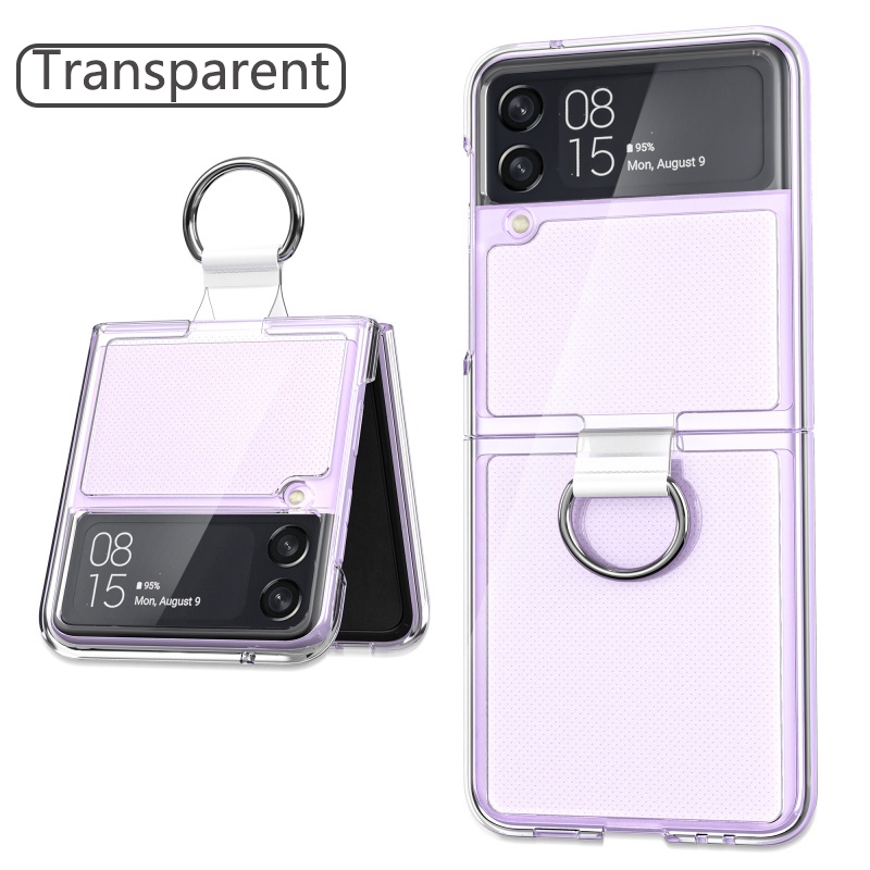Ốp điện thoại nhám trong suốt có giá đỡ ngón tay chống sốc cho Samsung Galaxy Z Flip 3