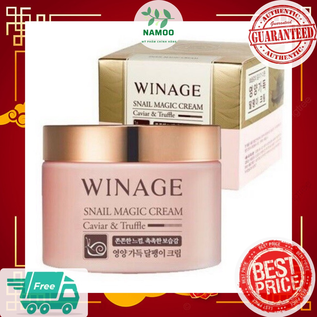 🌟AUTH_Bill Kem dưỡng trắng da chống lão hoá ốc sên Coreana Winage Snail Magic Cream