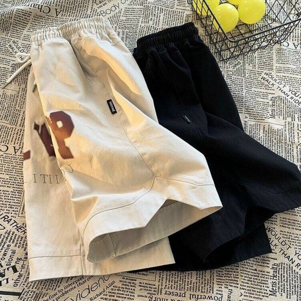Quần short kaki cạp cao ống rộng gấu chữ v - Sooc đùi thể thao nam nữ in chữ form unisex thiết kế trẻ trung năng động
