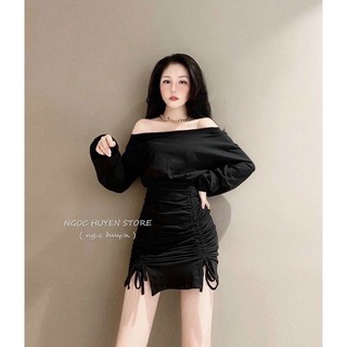 Váy body tay dài nhúng 2bên
