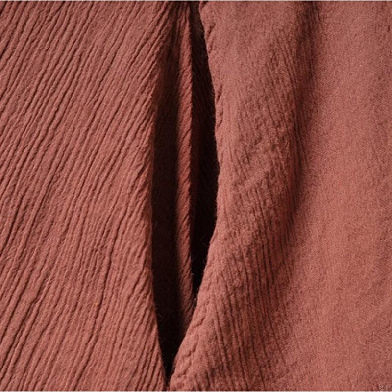 Đầm Bầu Dài Vải Lanh Màu Trơn Phong Cách Retro