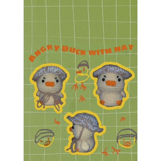 Vịt giận dỗi handmade bằng len ( Angry Duck with hat ) [ ẢNH THẬT - ORDER 2-3 ngày]