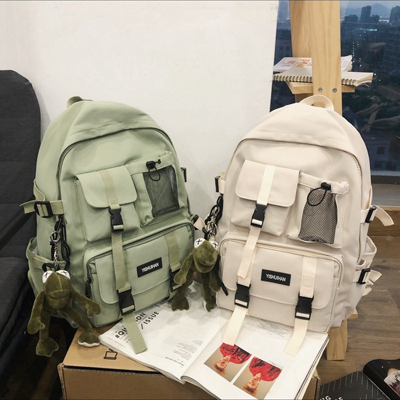 Ba Lô Đi Học Chất Liệu nylon Màu Xanh Dương Thời Trang Hàn Quốc 2022 Cho Nam Và Nữ