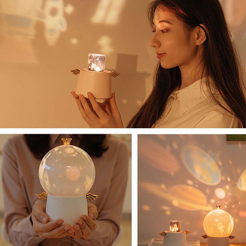 Đèn Ngủ Chiếu Hình Bầu Trời Sao Lãng Mạn Có Nhạc Xoay Được Cho Người Lớn Và Trẻ Em