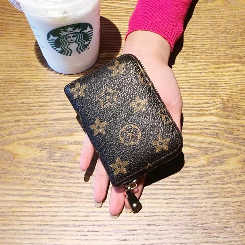 Ví Ngắn Đựng Tiền Xu / Thẻ Có Khóa Kéo In Họa Tiết Đơn Giản Xinh Xắn Ốp