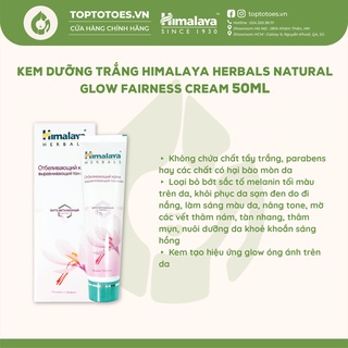 Kem dưỡng Himalaya Herbals Natural Glow Fairness Cream dưỡng da trắng hồng, mờ thâm nám 50ml